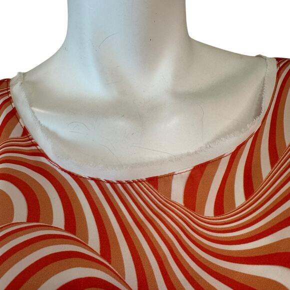 MSK Collection Orange Print Tunic Blouse with Raw Trim sz 44=XL - Picture 7 of 11